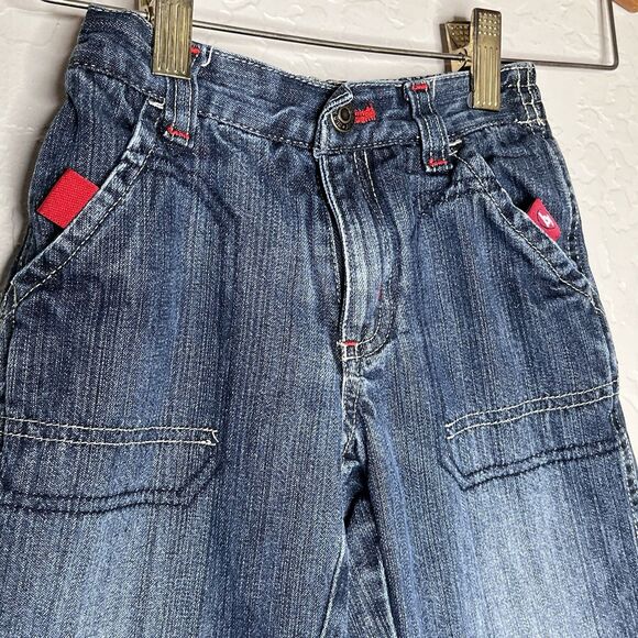 Old Navy Red Flannel Lined Denim Jeans Boys Size 3 T - Picture 2 of 11